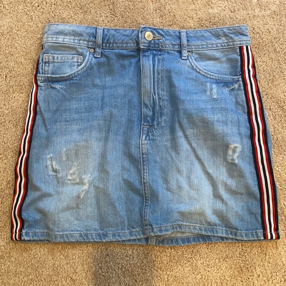 Forever 21 striped side denim jean skirt